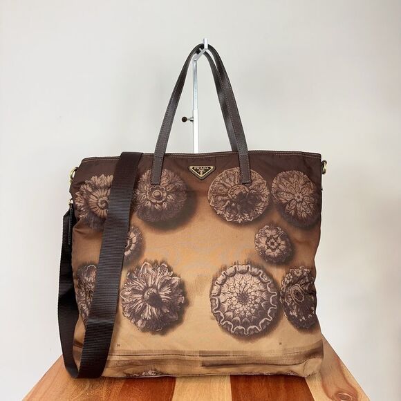 Pre-Owned Prada‎ Tessuto Stampato Floral Nylon Tote Bag - Picture 1 of 16
